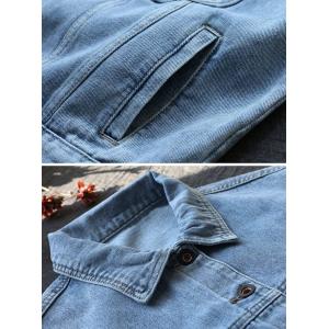Flap Chest Pocket Denim Jacket Long Sleeve Stone Wash Jacket
