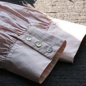 Baby Pink Peter Pan Collar Blouse Long Sleeve Cotton Shirt