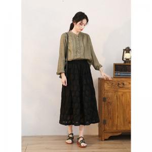 Beach Style Dotted Maxi Skirt Summer Cotton Skirt