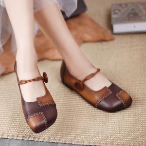 Colored Patchwork Leather Sandals Boho Folk Loafers