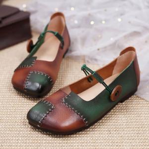 Colored Patchwork Leather Sandals Boho Folk Loafers