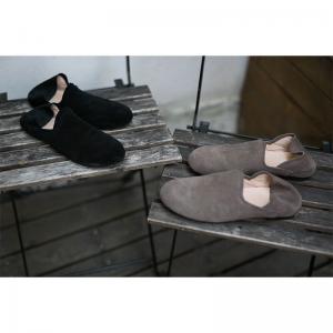 Super Soft Cowhide Leather Flats Unisex Summer Slip-On Sandals