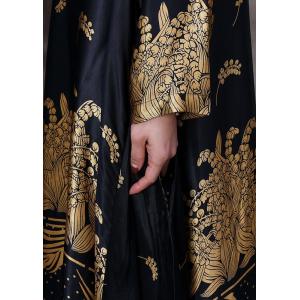 Golden Printed Black Loose Cheongsam Loose Chinese Dress