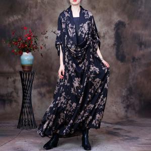 Over 50 Style Heap Collar Dress Maxi Floral Dress