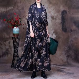 Over 50 Style Heap Collar Dress Maxi Floral Dress