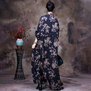 Over 50 Style Heap Collar Dress Maxi Floral Dress