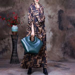 Over 50 Style Heap Collar Dress Maxi Floral Dress