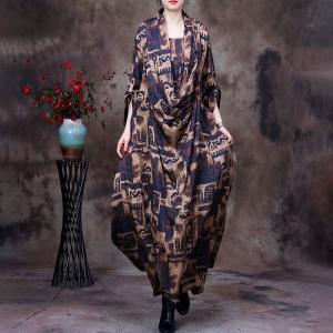 Over 50 Style Heap Collar Dress Maxi Floral Dress