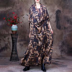 Over 50 Style Heap Collar Dress Maxi Floral Dress