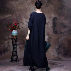 Stereo Applique Loose Dress Black Silk Church Dress