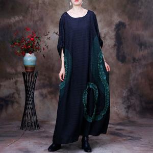 Stereo Applique Loose Dress Black Silk Church Dress