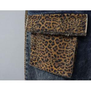 Flap Pockets Leopard Jeans Womens Baggy Dad Jeans