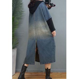 Half Sleeves Stone Wash Coat Plus Size Denim Trench Coat