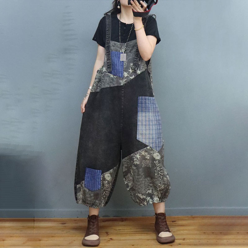 Street Denim Printed Blue Black 90s british comfy beach plus size 