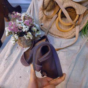 Handmade Leather Slip-On Flats Comfy Plain Granny Shoes