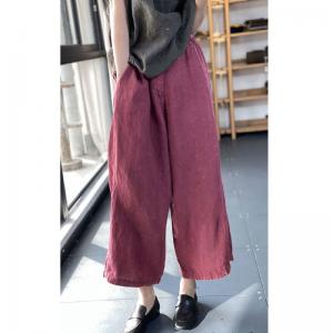 Beach Style Flax Wide Leg Pants Womens Loose Linen Trousers