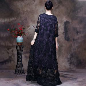 Chunky Applique Elegant Dress Loose Embroidered Maxi Dress