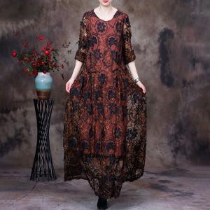 Chunky Applique Elegant Dress Loose Embroidered Maxi Dress