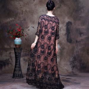 Chunky Applique Elegant Dress Loose Embroidered Maxi Dress