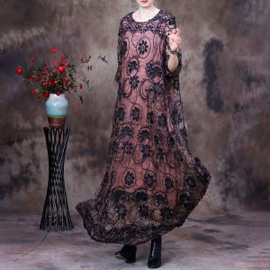 Chunky Applique Elegant Dress Loose Embroidered Maxi Dress