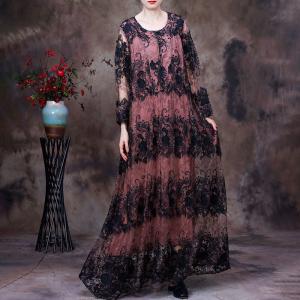 Stereo Embroidery Sheer Dress Double Layer Applique Dress