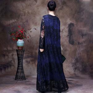 Stereo Embroidery Sheer Dress Double Layer Applique Dress