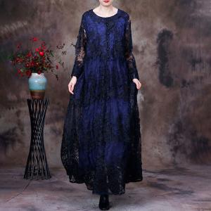 Stereo Embroidery Sheer Dress Double Layer Applique Dress