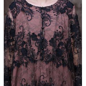 Stereo Embroidery Sheer Dress Double Layer Applique Dress