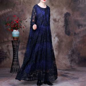 Stereo Embroidery Sheer Dress Double Layer Applique Dress