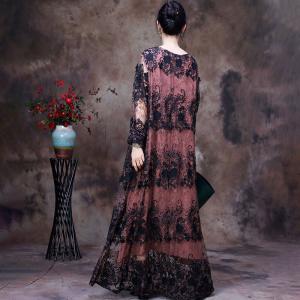 Stereo Embroidery Sheer Dress Double Layer Applique Dress