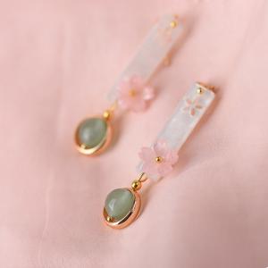 Chinese Style Ethnic Earrings Aventurine Beautiful Earrings