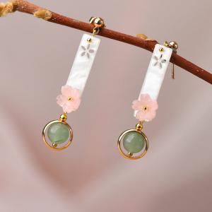 Chinese Style Ethnic Earrings Aventurine Beautiful Earrings