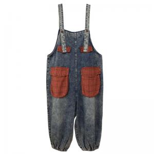 Big Plaid Pockets Summer Overalls Balloon Leg Bib Overalls