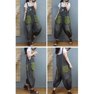 Big Plaid Pockets Summer Overalls Balloon Leg Bib Overalls