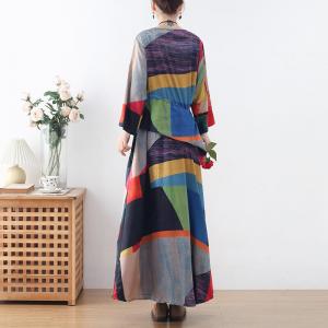 High-Waist Colorful Tied Dress Asymmetrical Silk Beach Dress
