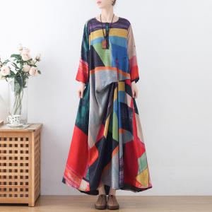 High-Waist Colorful Tied Dress Asymmetrical Silk Beach Dress