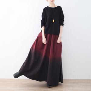 Beach Style Gradient Color Cotton Linen Pants Flare Wide Leg Pants