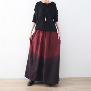 Beach Style Gradient Color Cotton Linen Pants Flare Wide Leg Pants