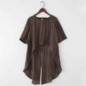 Earthy Tone Linen Tunic Asymmetrical Loose Flax Clothing