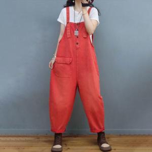 Pop Colored Jean 90S Overalls Single Pocket Bib Overalls
