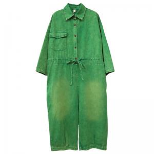 Drawstring Waist Long Sleeves Coveralls Wide Leg Cropped Jumpsuits