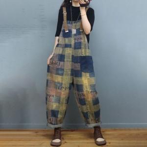 Colorful Plaids Adjustable Straps Overalls Baggy 90s Dungarees