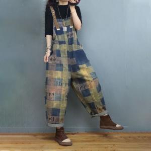 Colorful Plaids Adjustable Straps Overalls Baggy 90s Dungarees