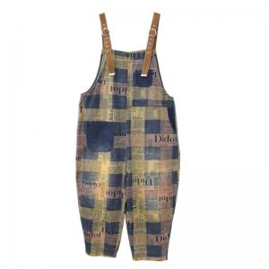Colorful Plaids Adjustable Straps Overalls Baggy 90s Dungarees