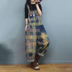 Colorful Plaids Adjustable Straps Overalls Baggy 90s Dungarees