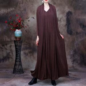 V-Neck Plain Mulberry Silk Dress Long Sleeves Elegant Dress