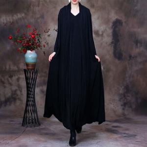 V-Neck Plain Mulberry Silk Dress Long Sleeves Elegant Dress