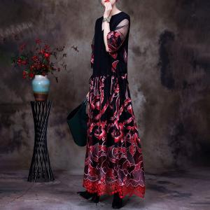 Sheer Sleeves Embroidered Dress Elegant Crochet Dress
