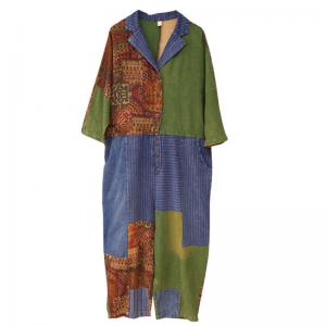 Color Blocks Plus Size Jumpsuits Cotton Linen Pant Suits