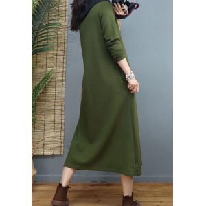 Solid Colors Cotton Hooded Dress Loose Shirt Dress